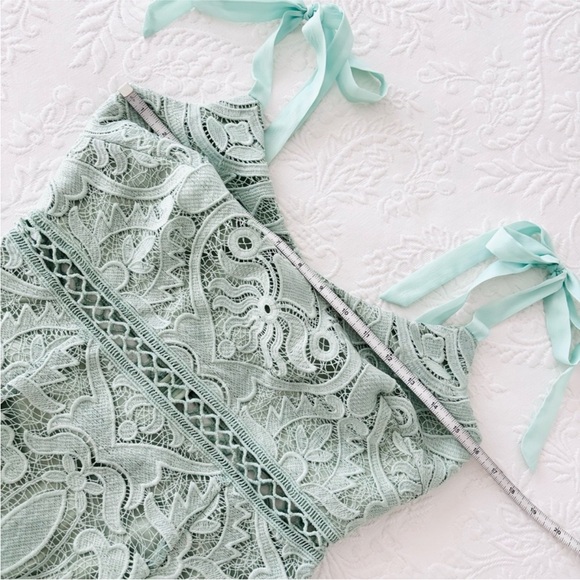 NWOT Lulus Won Your Heart Sage Green Lace Tie-Strap High-Low Midi Dress Small - Picture 7 of 8